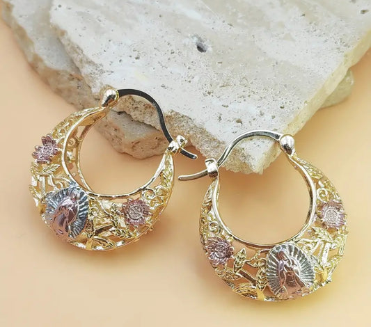 Virgen Floral Hoop Earrings